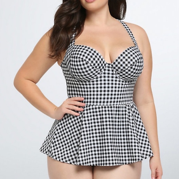 torrid Other - Torrid Gingham Peplum One Piece Underwire Swimsuit